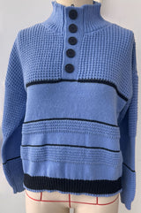 Textured Button-Up High Neck Top