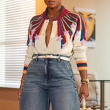 Starburst Pattern Button-Front Jacket