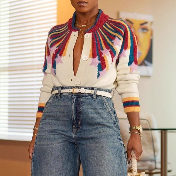 Starburst Pattern Button-Front Jacket