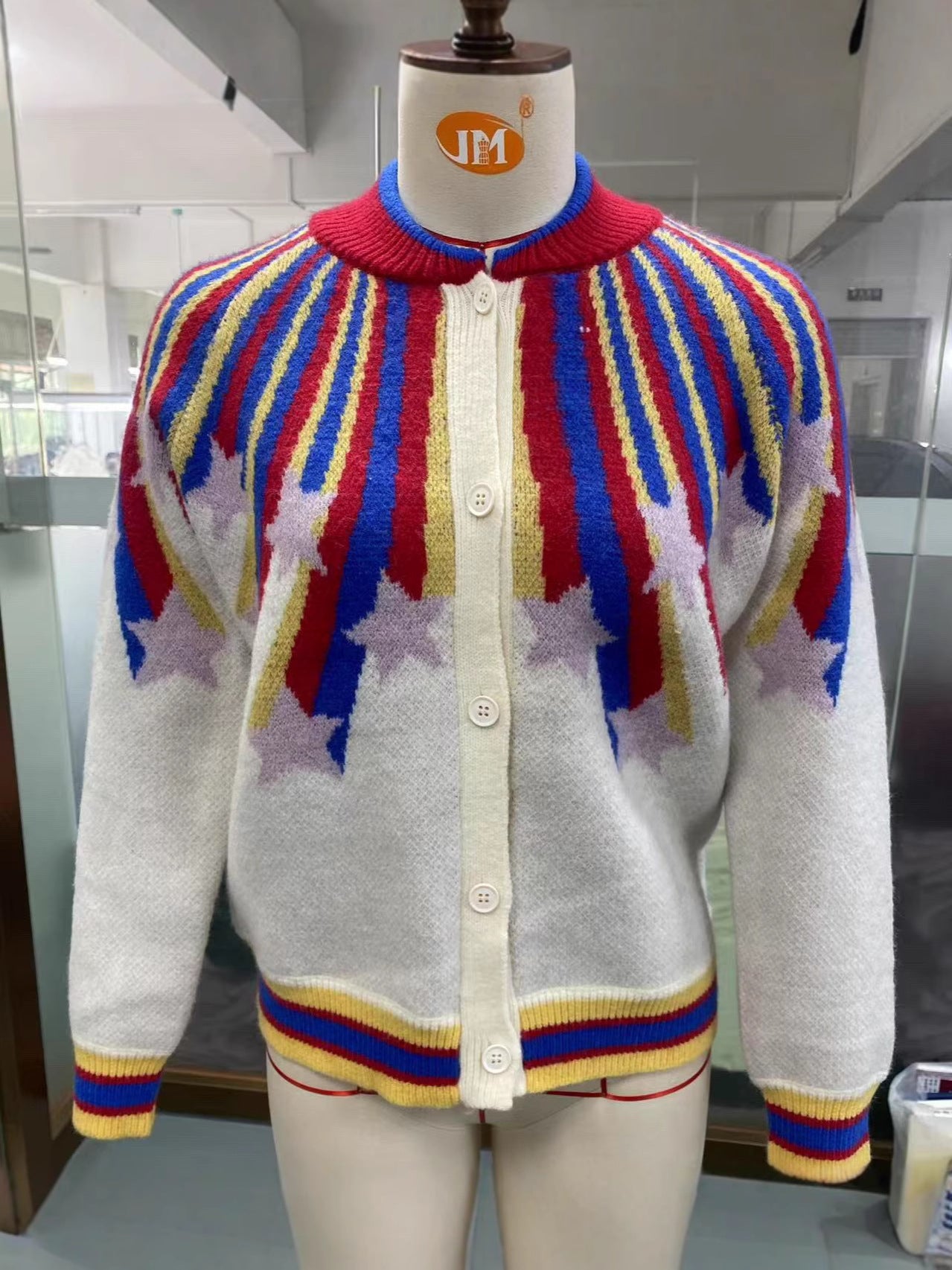 Starburst Pattern Button-Front Jacket