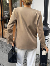 Elegant Casual Beige Blazer Jacket