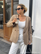 Elegant Casual Beige Blazer Jacket