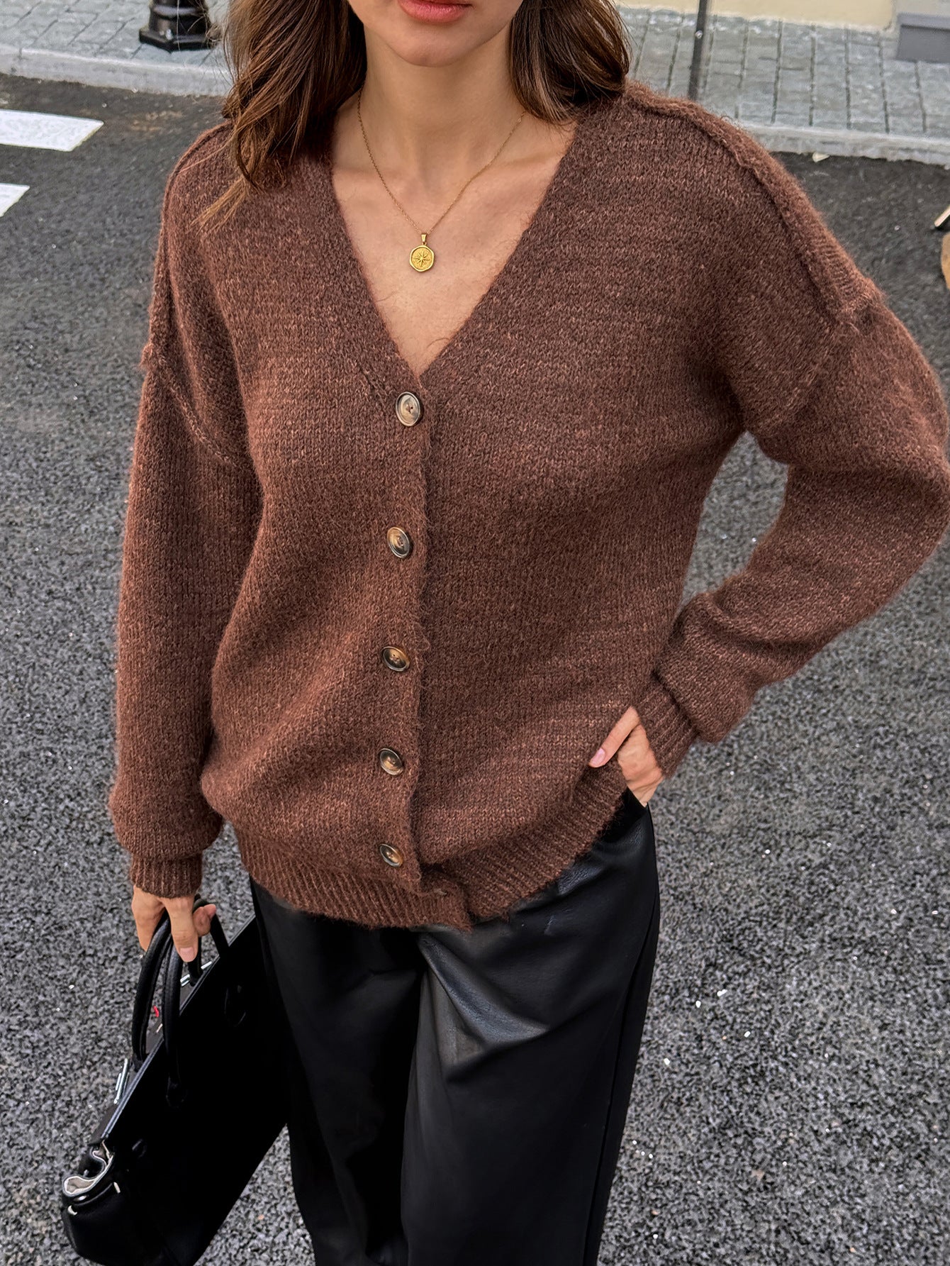 Cozy Brown Button-Up Jacket