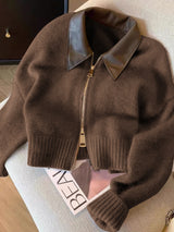 Knit Bomber Jacket with  Collar