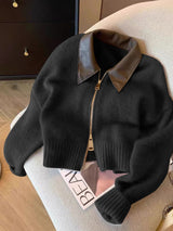 Knit Bomber Jacket with  Collar