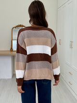 Colorblock Striped Knit Jacket