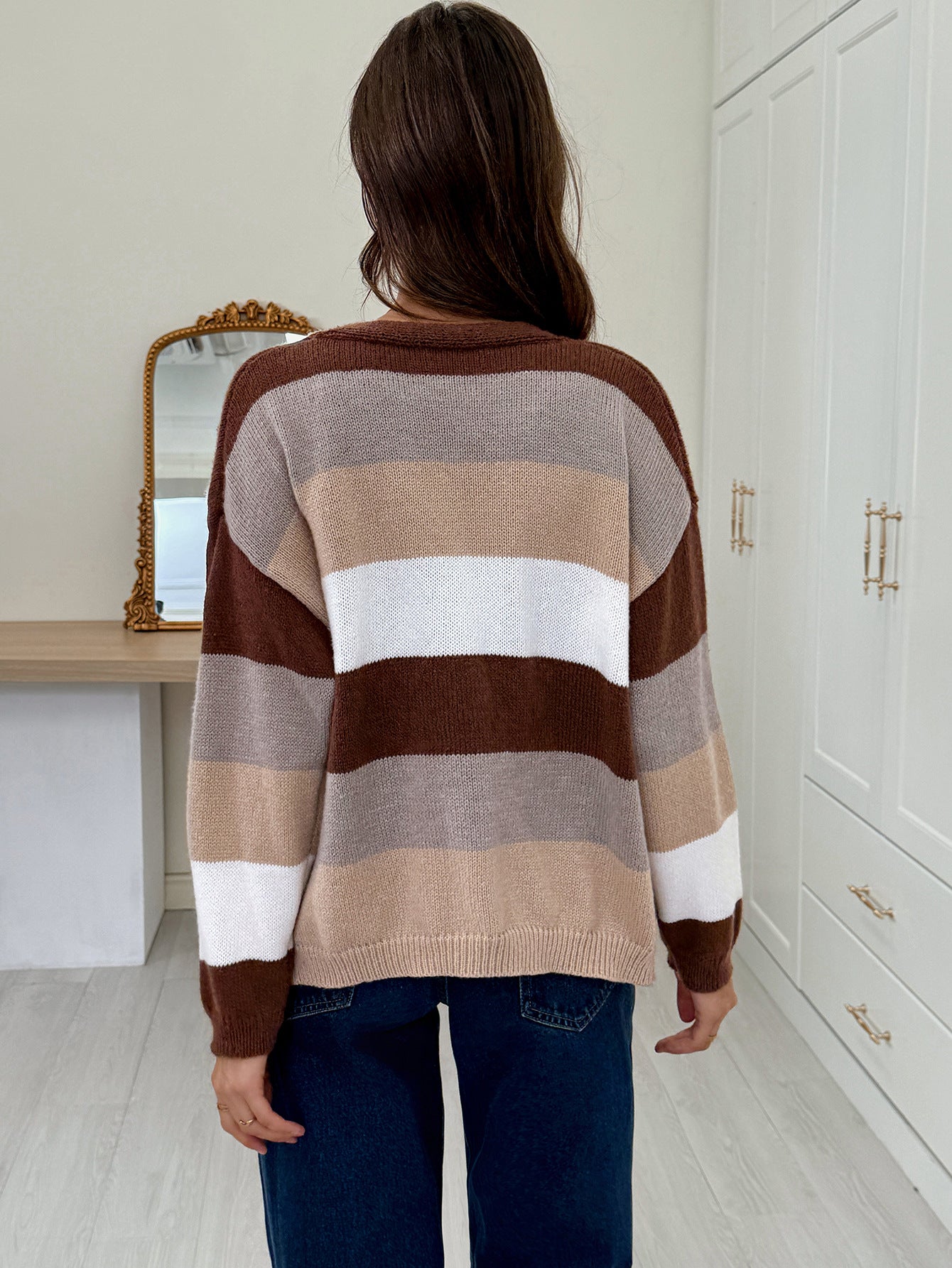 Colorblock Striped Knit Jacket
