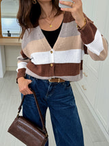 Colorblock Striped Knit Jacket