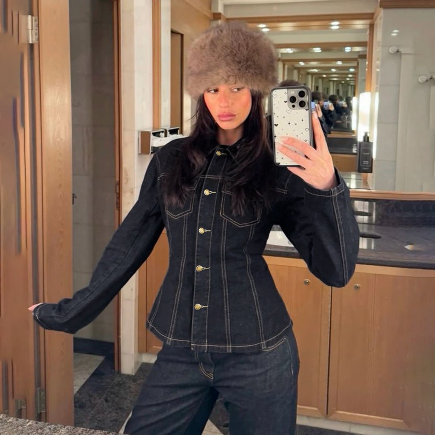 Dark Wash Peplum Jacket