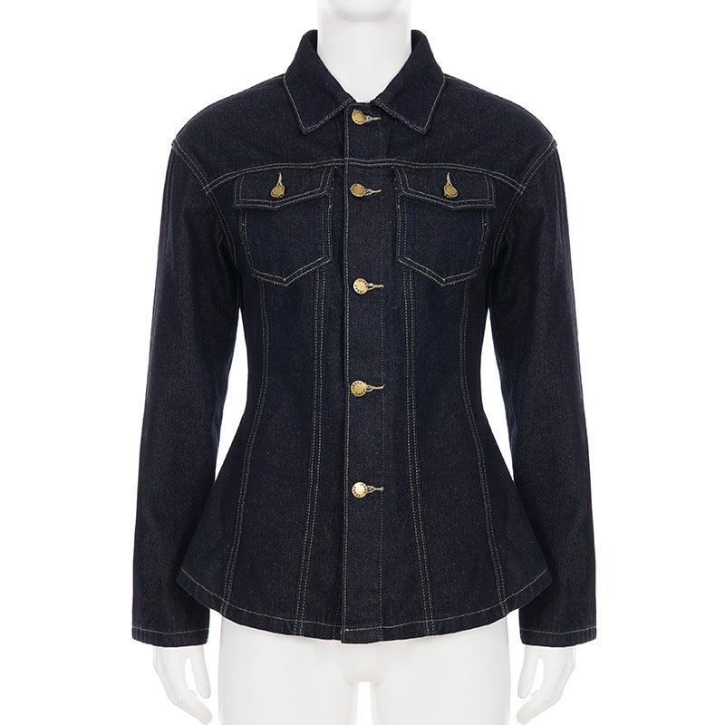 Dark Wash Peplum Jacket