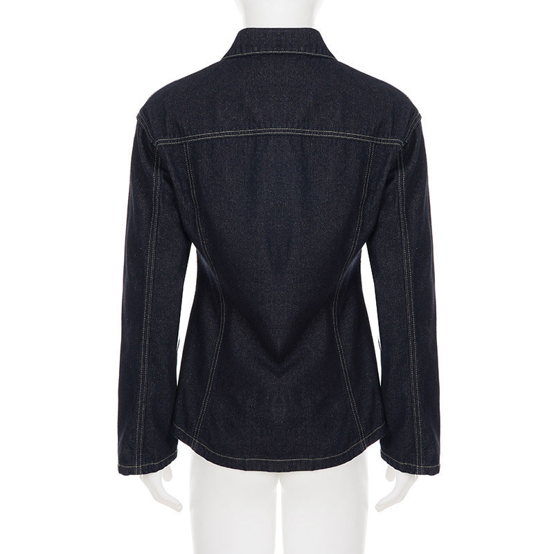 Dark Wash Peplum Jacket