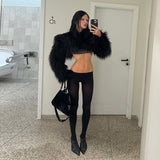 Edgy Faux Fur Crop Jacket