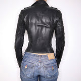 Black PU Leather Fitted Biker Jacket