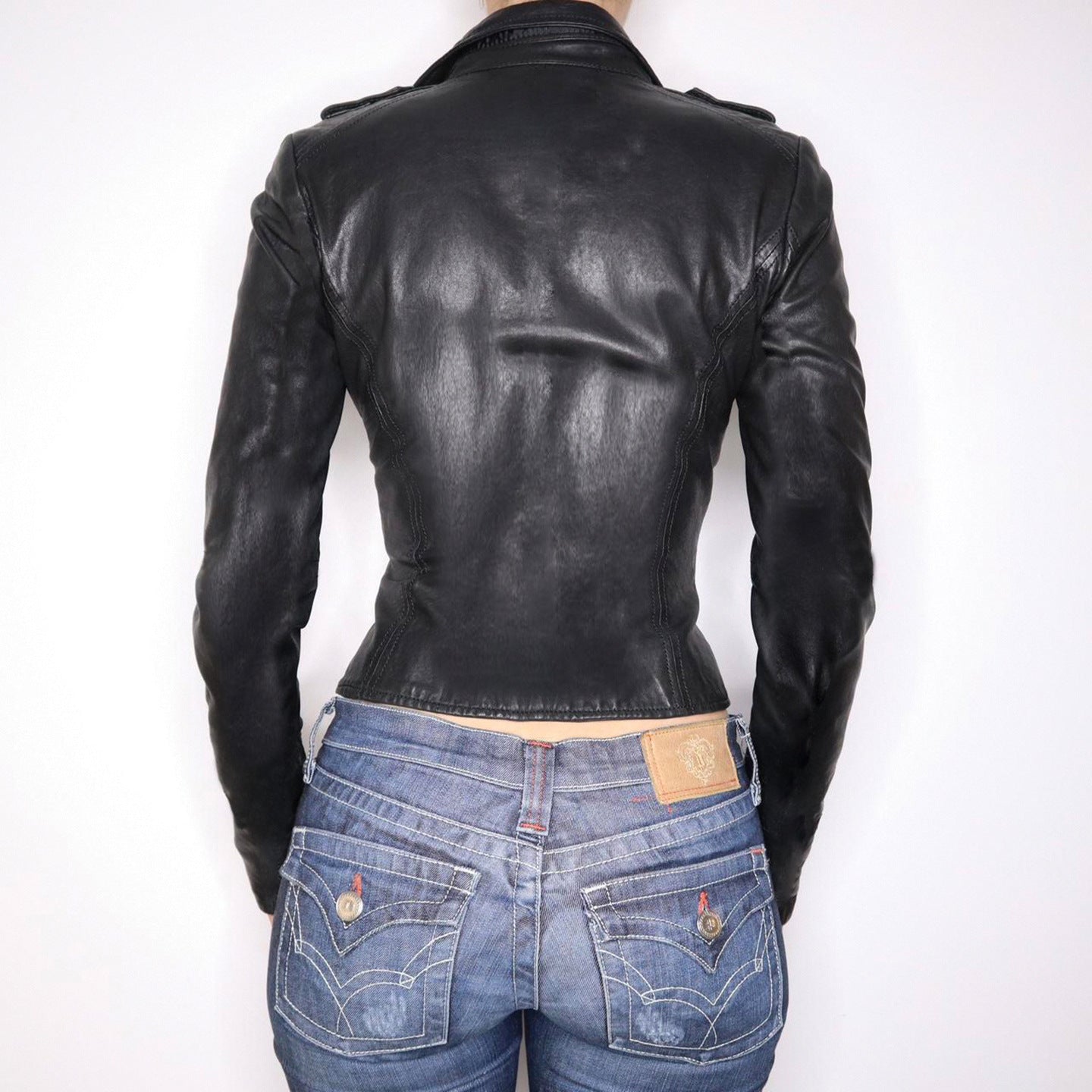 Black PU Leather Fitted Biker Jacket