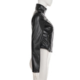Black PU Leather Fitted Biker Jacket
