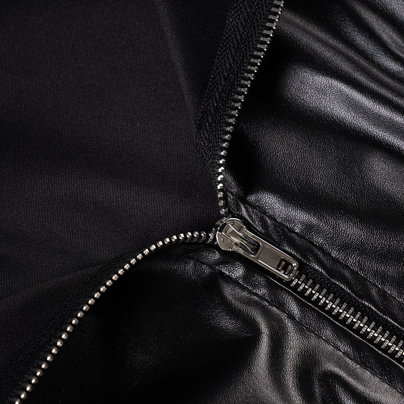 Black PU Leather Fitted Biker Jacket