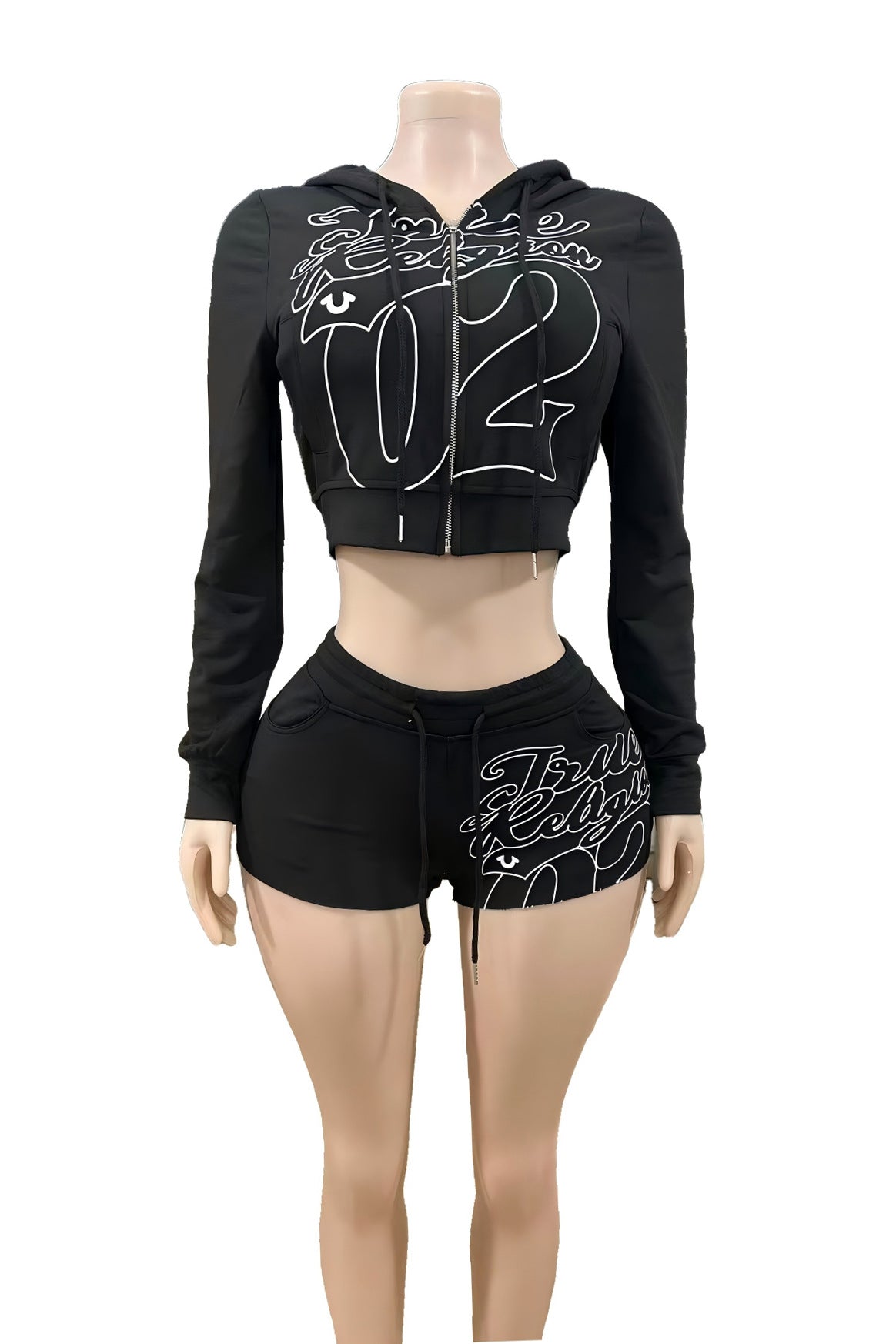 Cropped Hoodie and Shorts Set