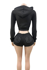 Cropped Hoodie and Shorts Set