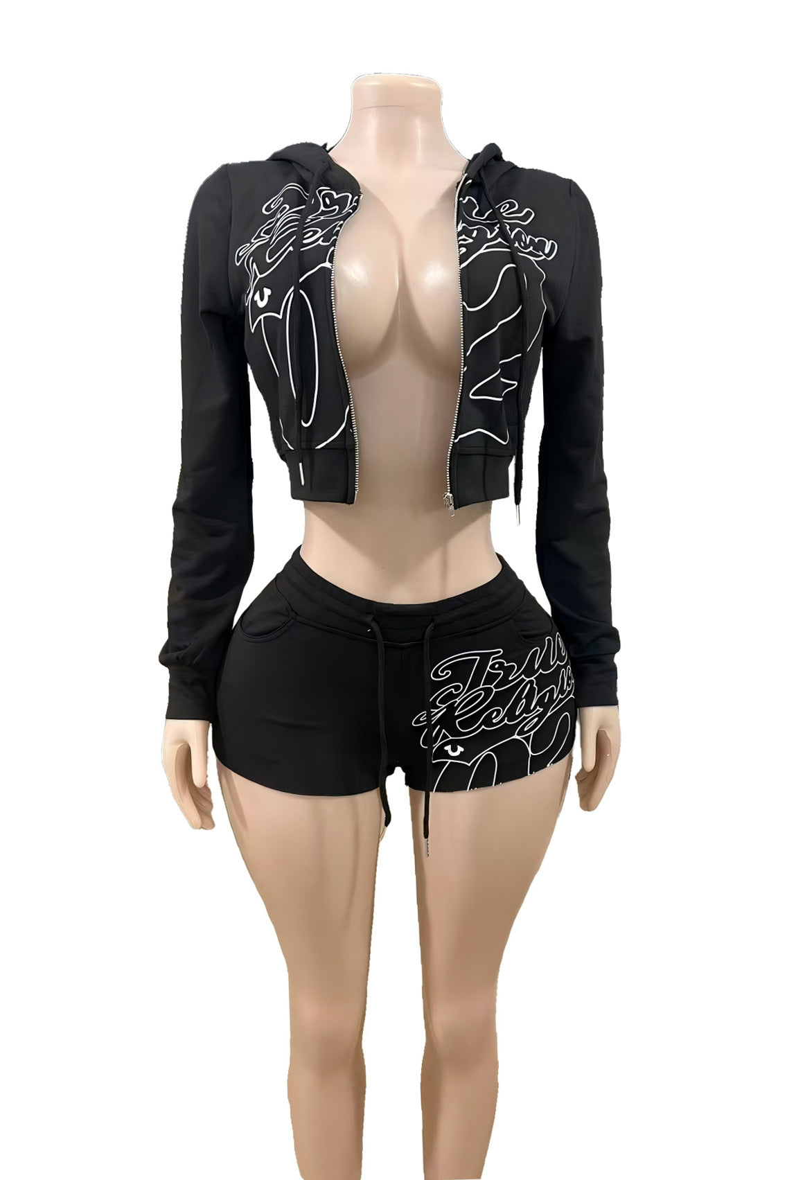 Cropped Hoodie and Shorts Set