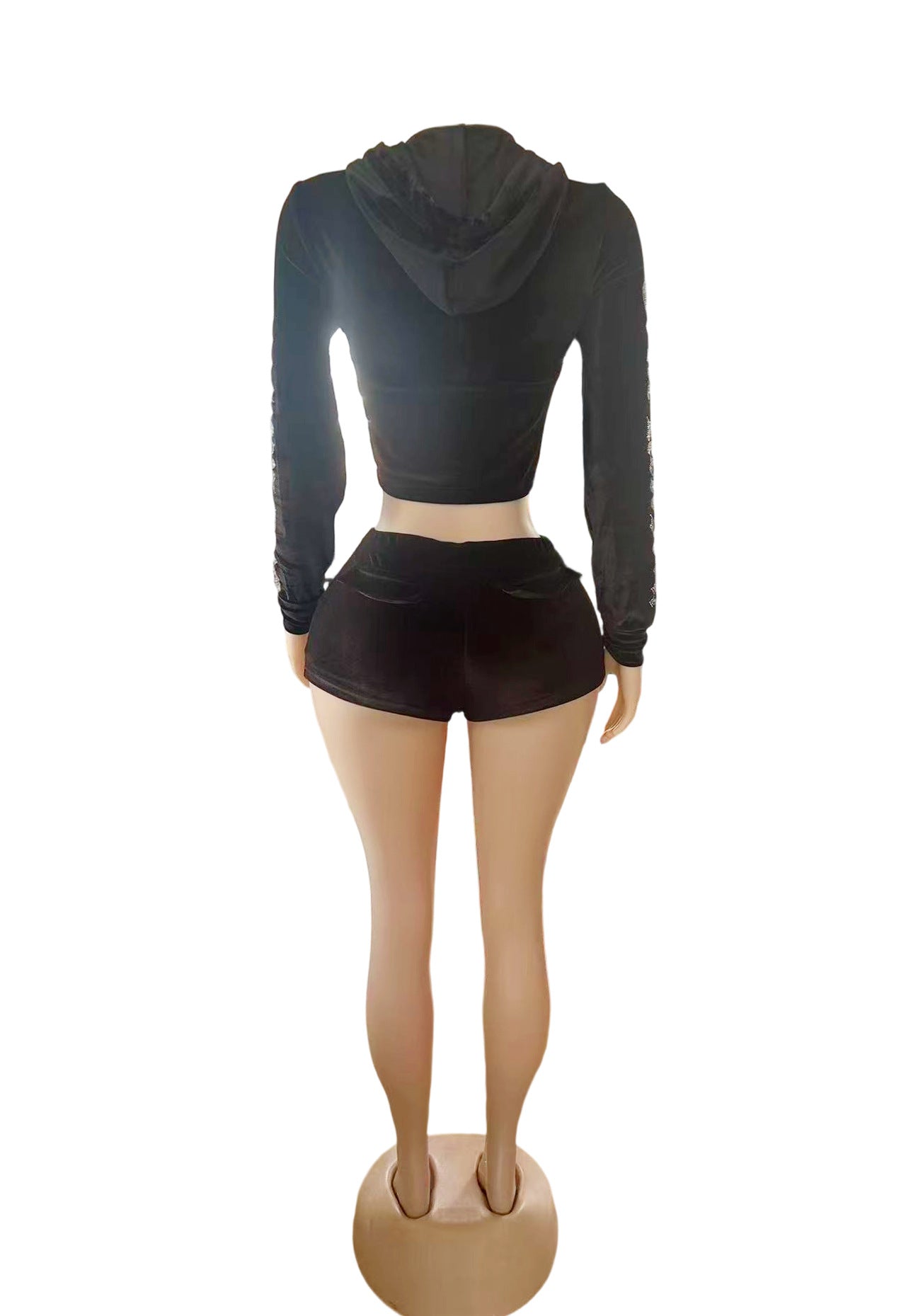 Edgy Zip-Up Crop Top & Shorts Set