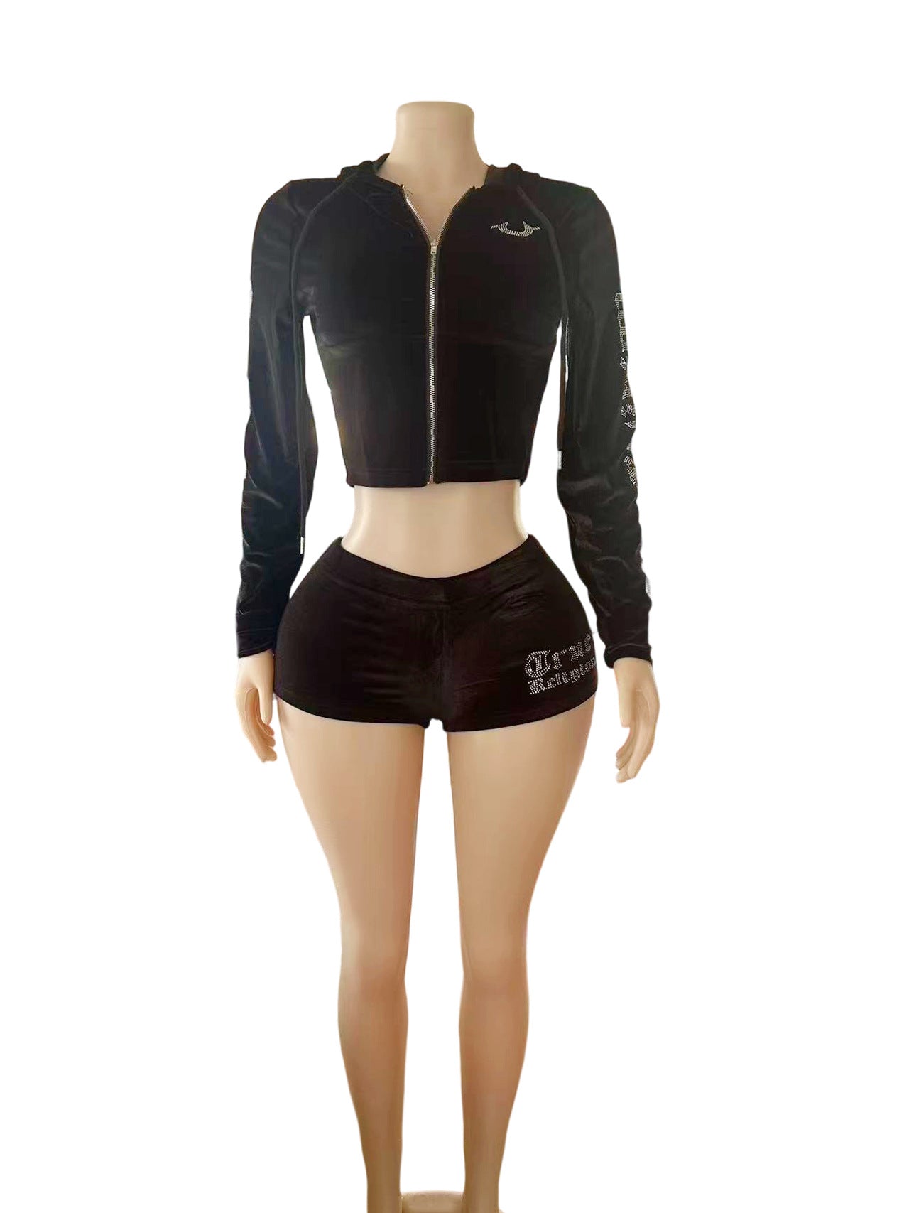 Edgy Zip-Up Crop Top & Shorts Set