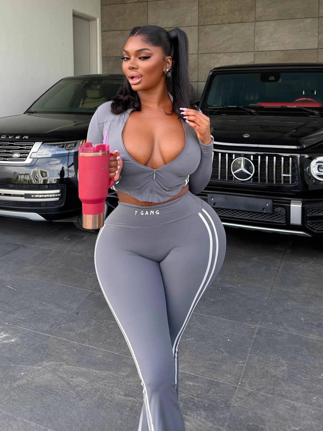 Zipper Crop Top & Matching Leggings