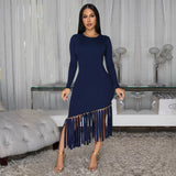 Elegant Fringe Dress with Pearled Hem
