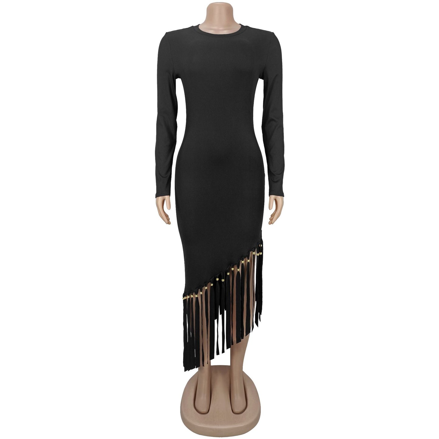Elegant Fringe Dress with Pearled Hem