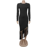 Elegant Fringe Dress with Pearled Hem