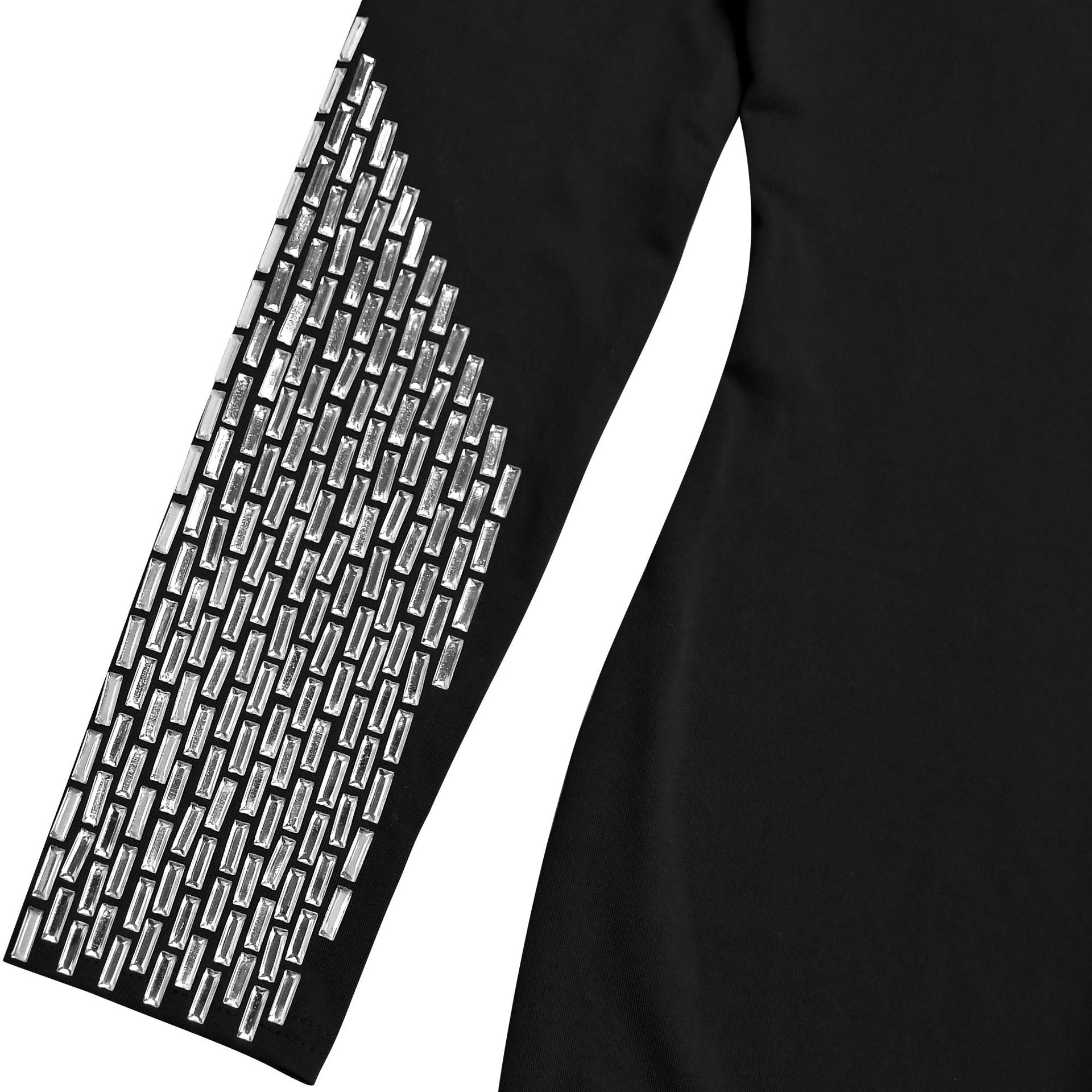 Evening Gown with Sheer Neck & Embellished Cuffs