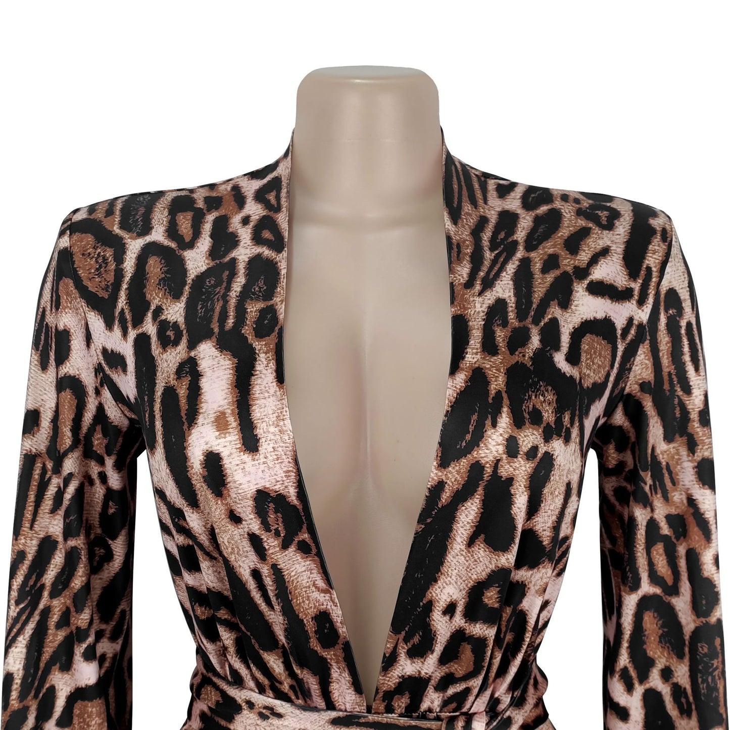 Leopard Print Jumpsuit with Waist Tie