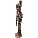 Leopard Print Jumpsuit with Waist Tie