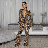Leopard Print Jumpsuit with Waist Tie