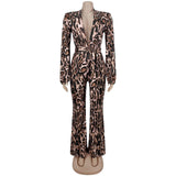 Leopard Print Jumpsuit with Waist Tie