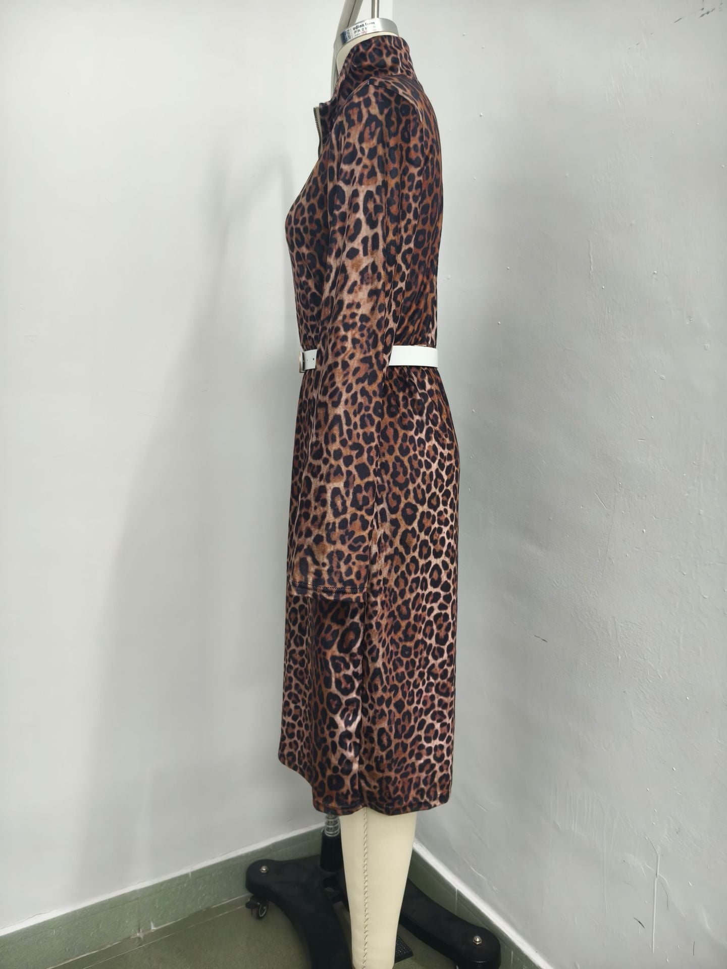 Leopard Print Long Sleeve Dress