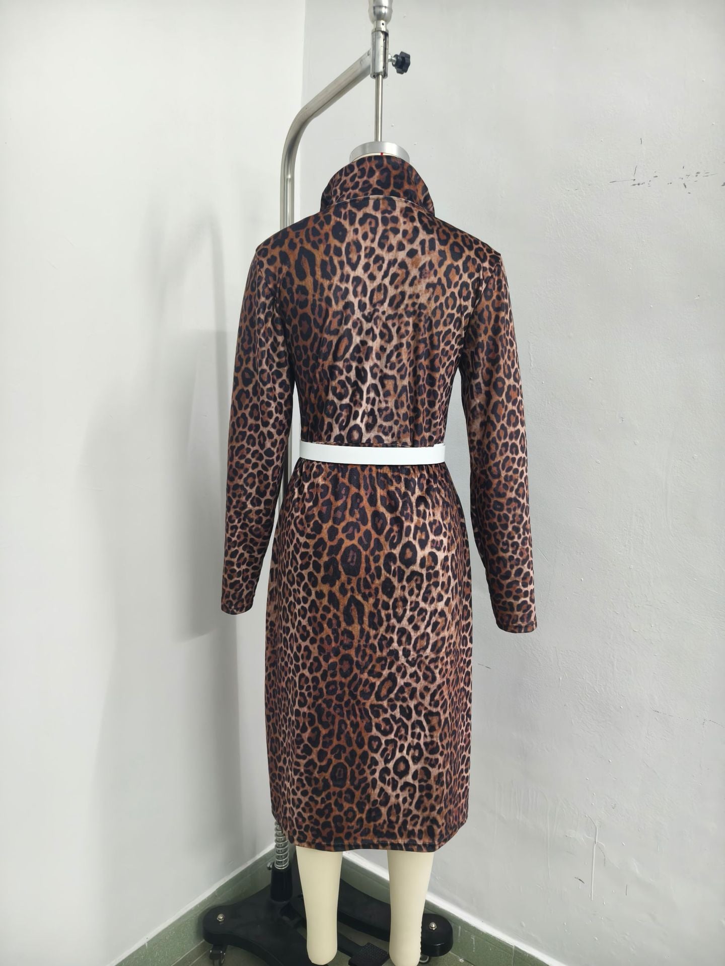 Leopard Print Long Sleeve Dress