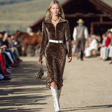 Leopard Print Long Sleeve Dress