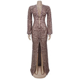 Elegant Leopard Print Maxi Dress