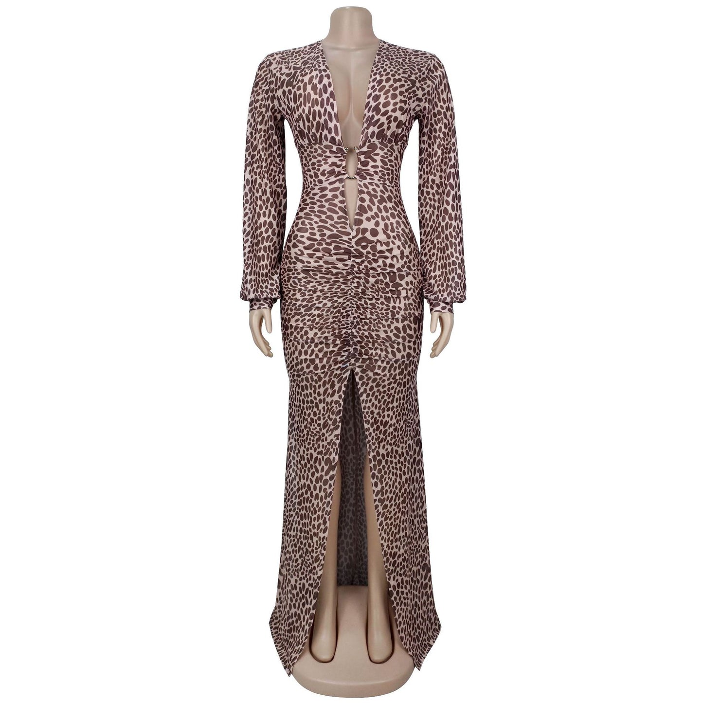 Elegant Leopard Print Maxi Dress