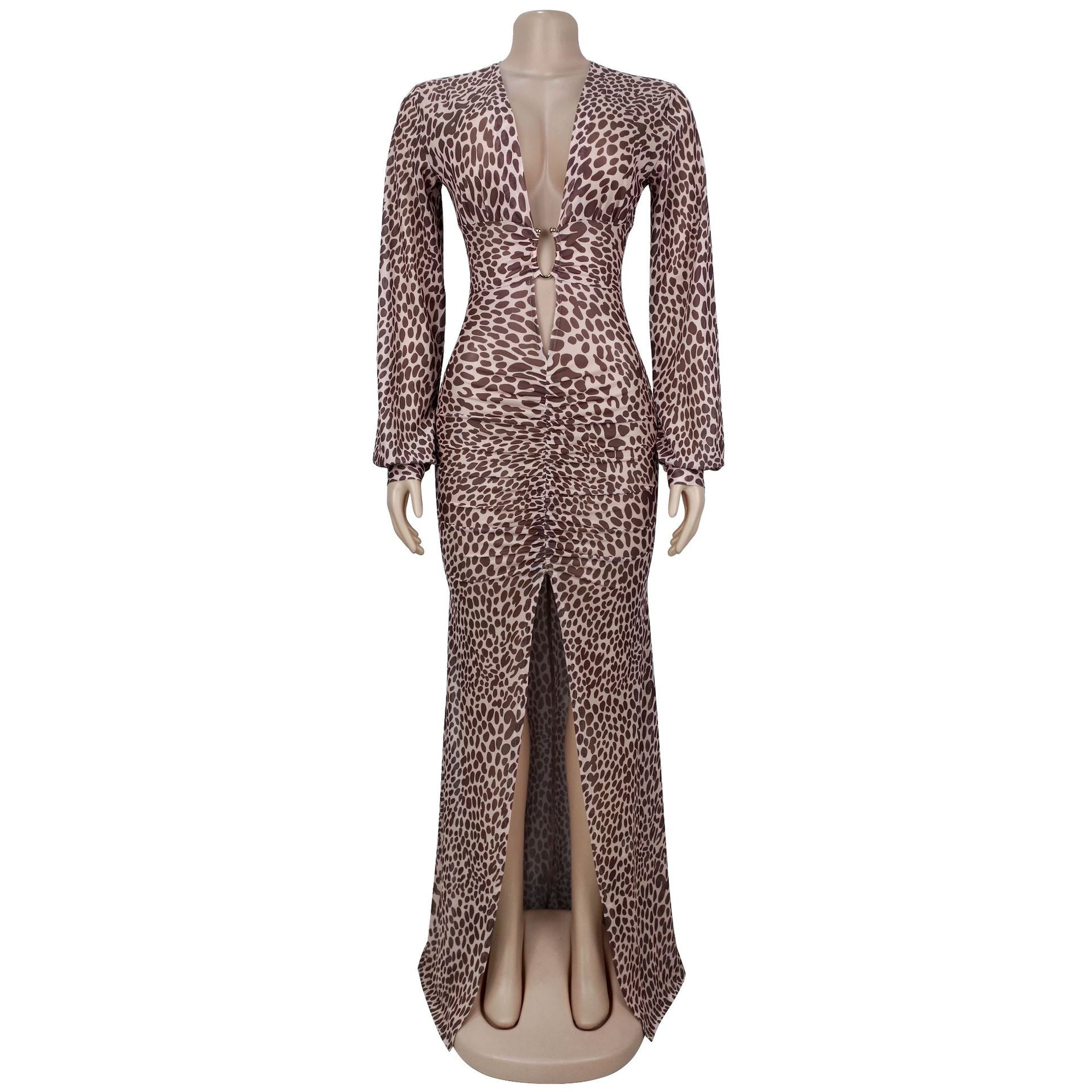 Elegant Leopard Print Maxi Dress