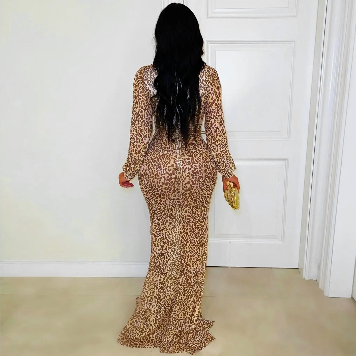 Elegant Leopard Print Maxi Dress