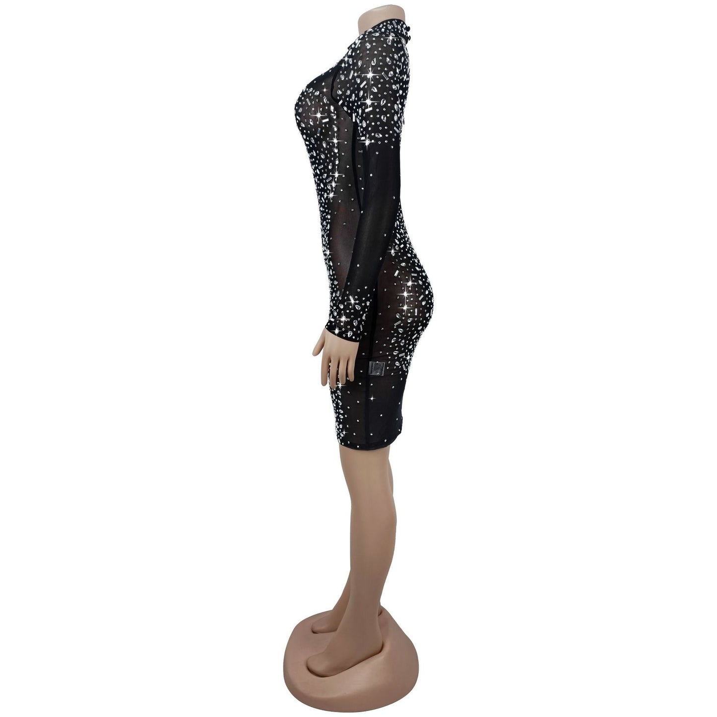 Embellished Dress with Metallic Finish