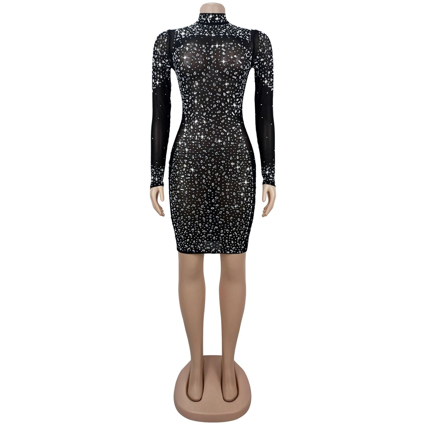Embellished Dress with Metallic Finish