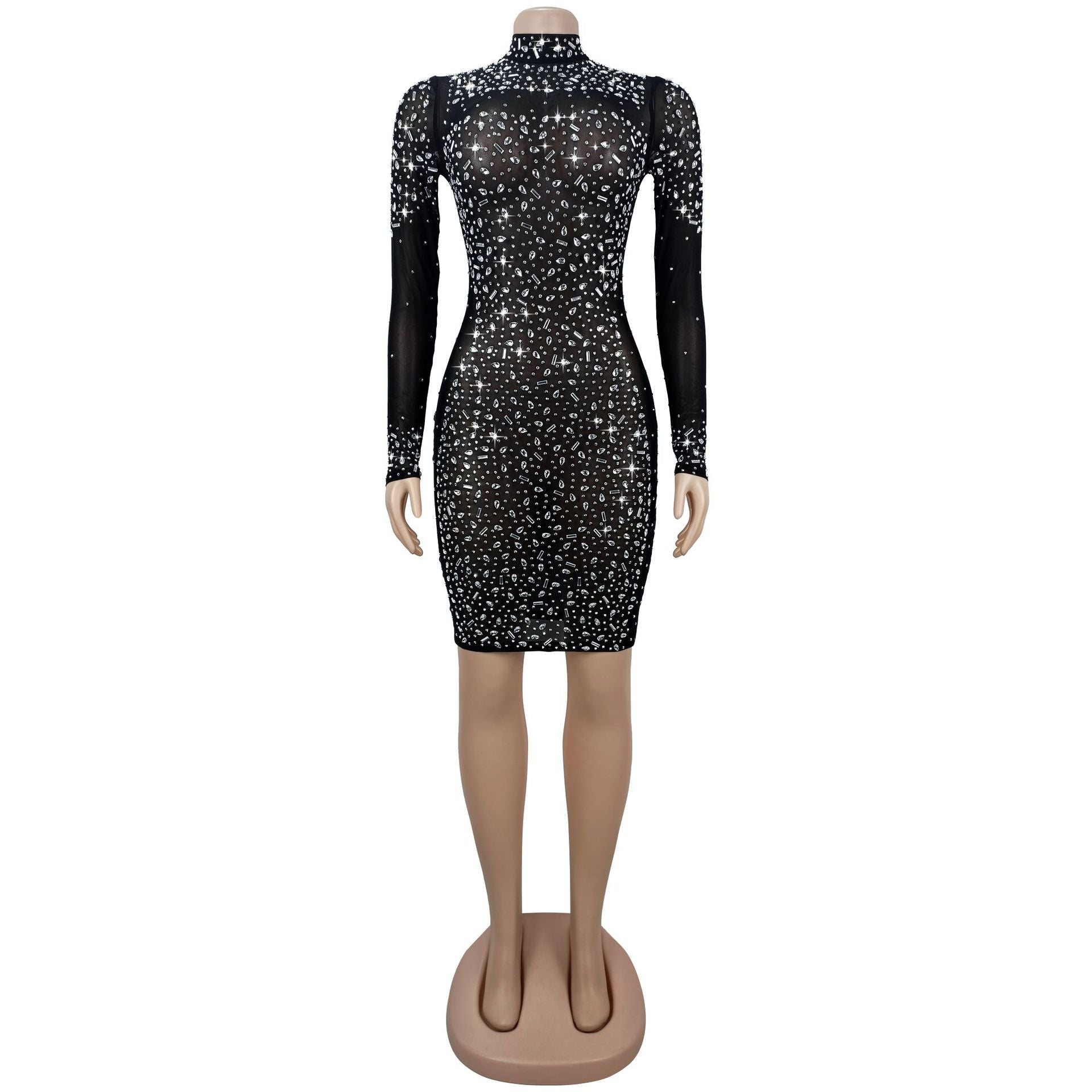 Embellished Dress with Metallic Finish