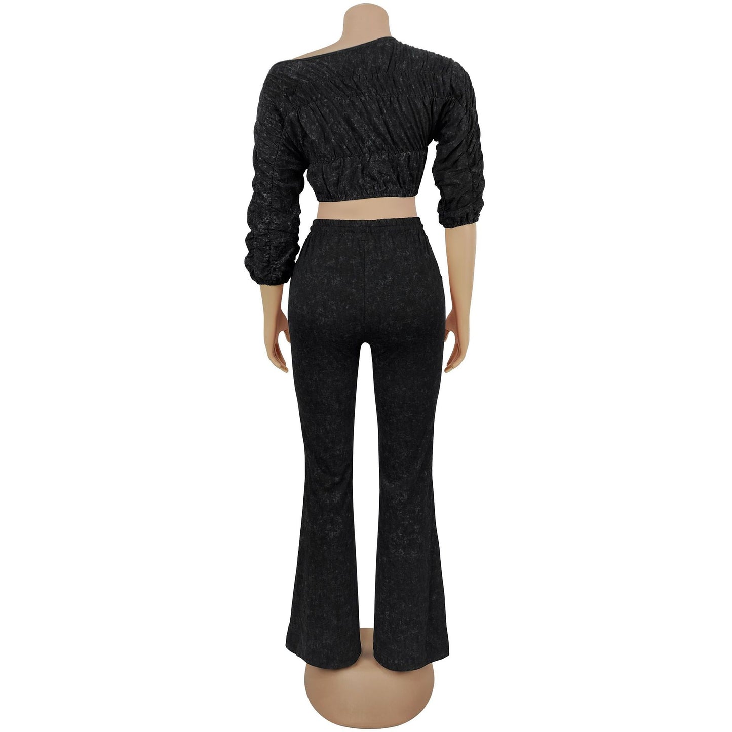 Ruffled Cropped Top and Flared Pants