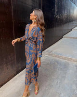 Patterned Maxi Dress with Tie Waist