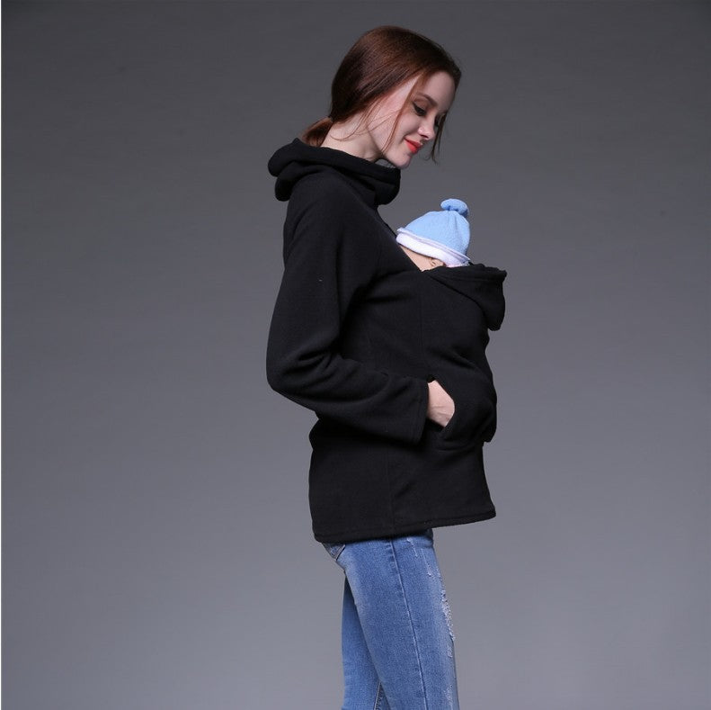 Warm Maternity Sweatshirt with Baby Carrier