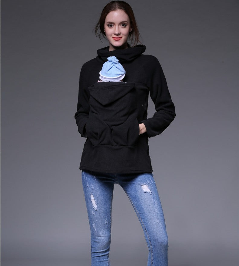 Warm Maternity Sweatshirt with Baby Carrier