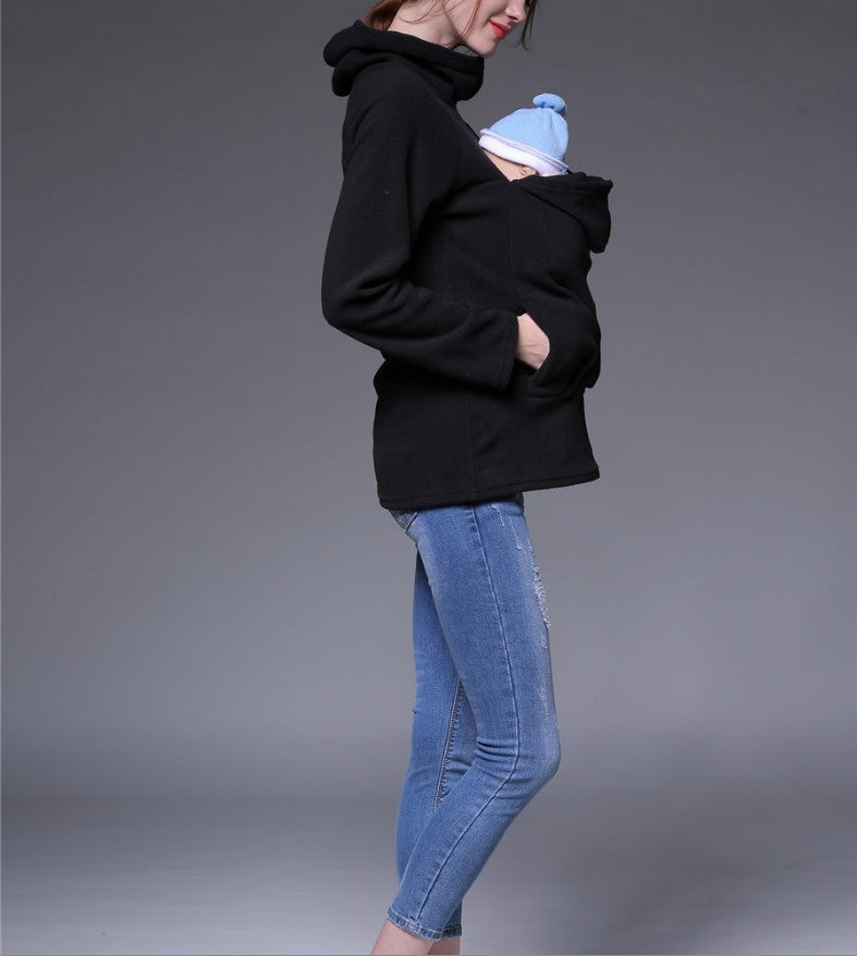 Warm Maternity Sweatshirt with Baby Carrier