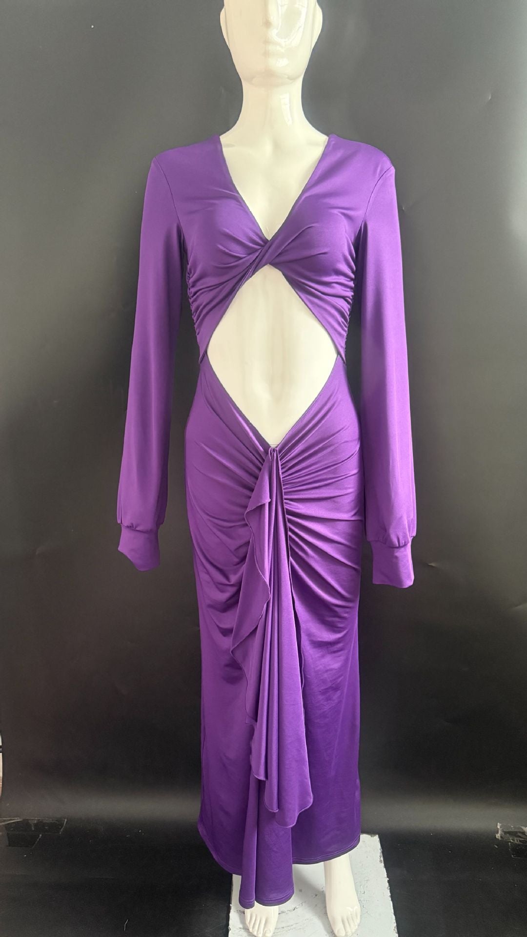 Elegant Cut-Out Draped Evening Dress